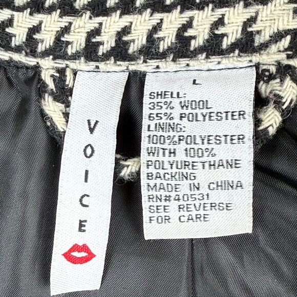 90's black white houndstooth wool blend cropped high neck light jacket - Picture 13 of 16